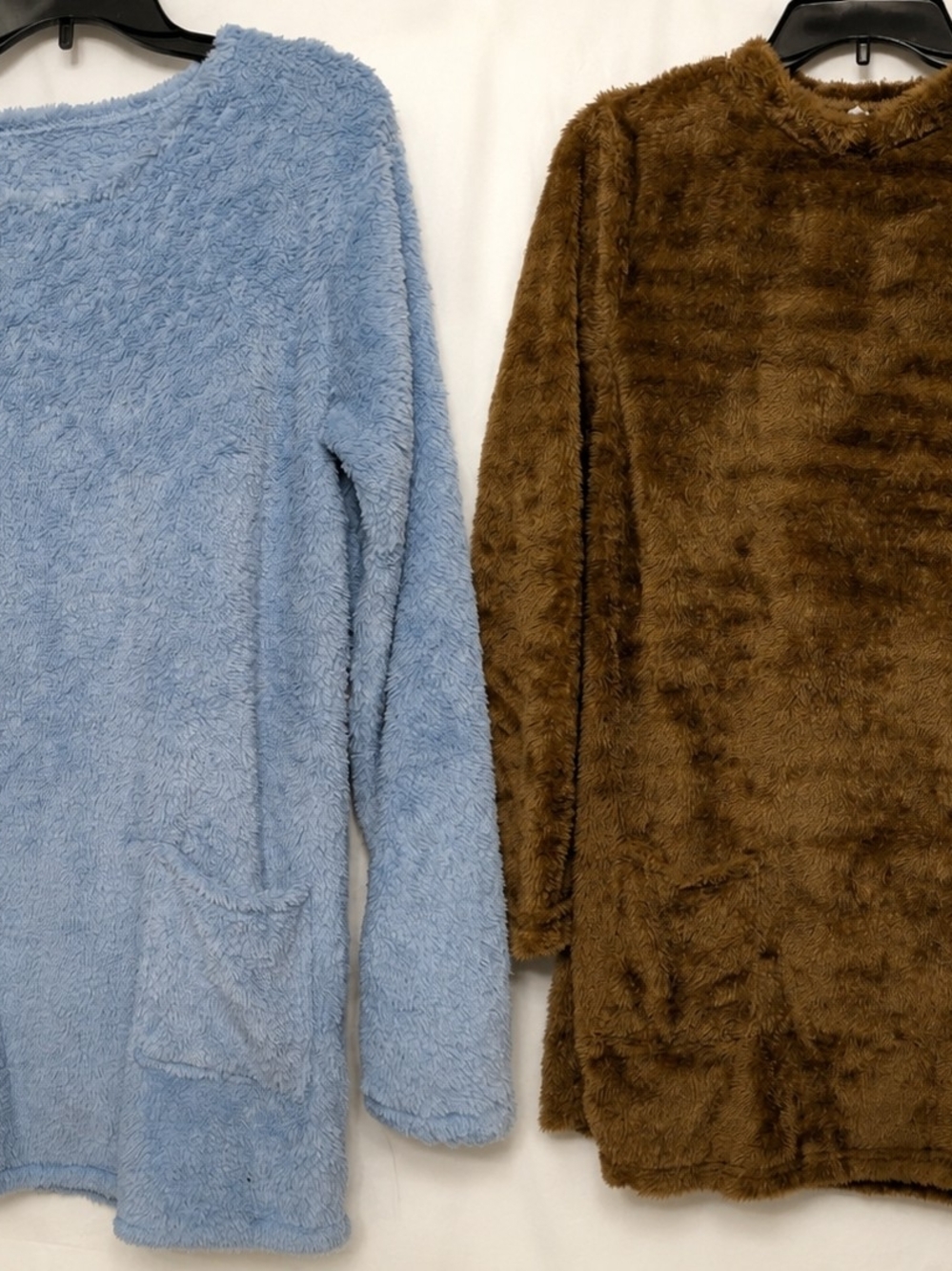 Bundle Of 2 Cozy Plush Long-Sleeve Pullover - Light Blue & Brown
